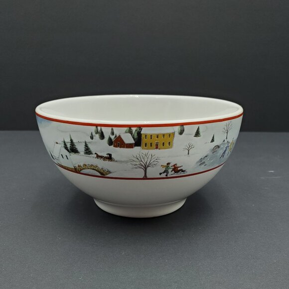 Sakura Christmas Valley Cereal Bowls David Carter Brown Holiday Soup Bowls - Picture 5 of 8